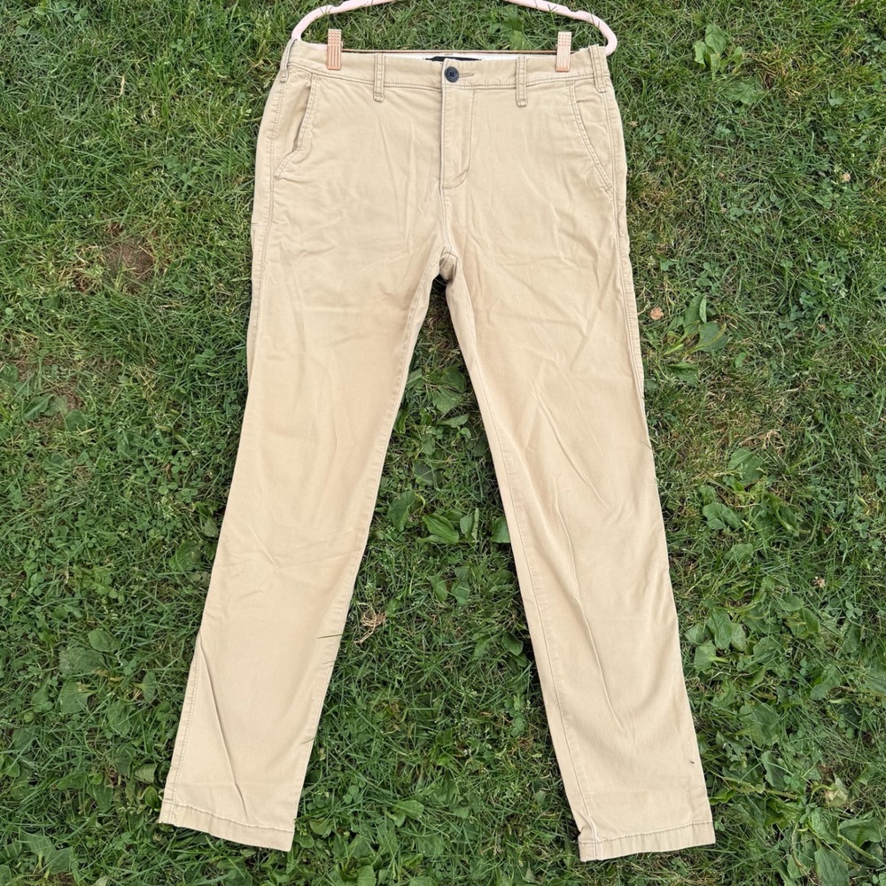 Hollister Chino Pants 30x32 Khaki Tan Epic Flex Slim Tapered Trousers